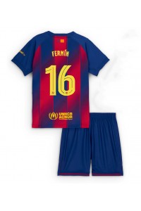 Barcelona Fermin Lopez #16 Jalkapallovaatteet Lasten Kotipeliasu 2025-26 Lyhythihainen (+ Lyhyet housut)